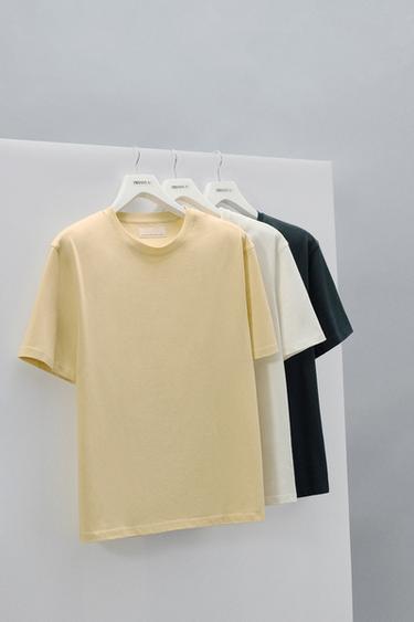 Zara MAJICA SREDNJE TEŽINE KRATKIH RUKAVA – Žuta