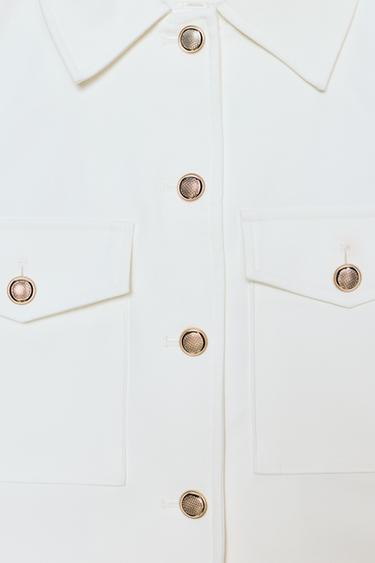 VESTE COURTE À POCHES - Écru de Zara - Image 9