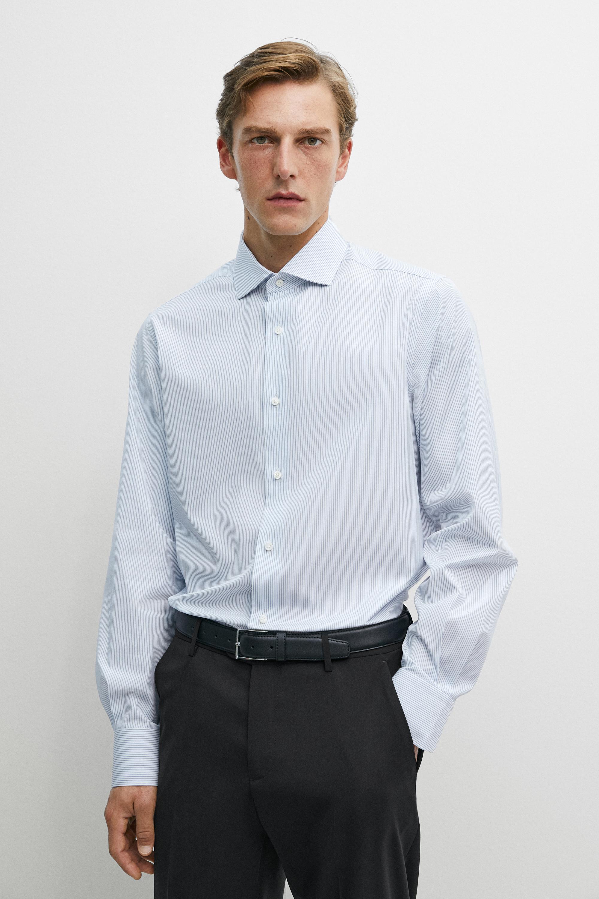 100% Cotton Striped Shirt — White
