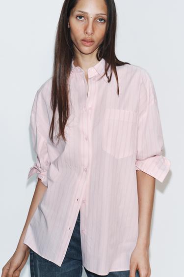 OVERSIZE РИЗА ОТ ПОПЛИН - Розови от Zara