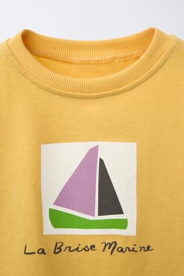 T-SHIRT IMPRIMÉ BATEAU - Ocre de Zara - Image 2