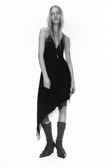 VESTIDO MIDI ASMÉTRICO - Negro de Zara