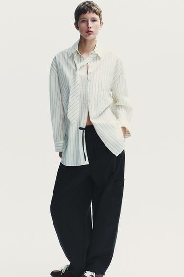 Zara BALLOON CARGO PANTS - Black