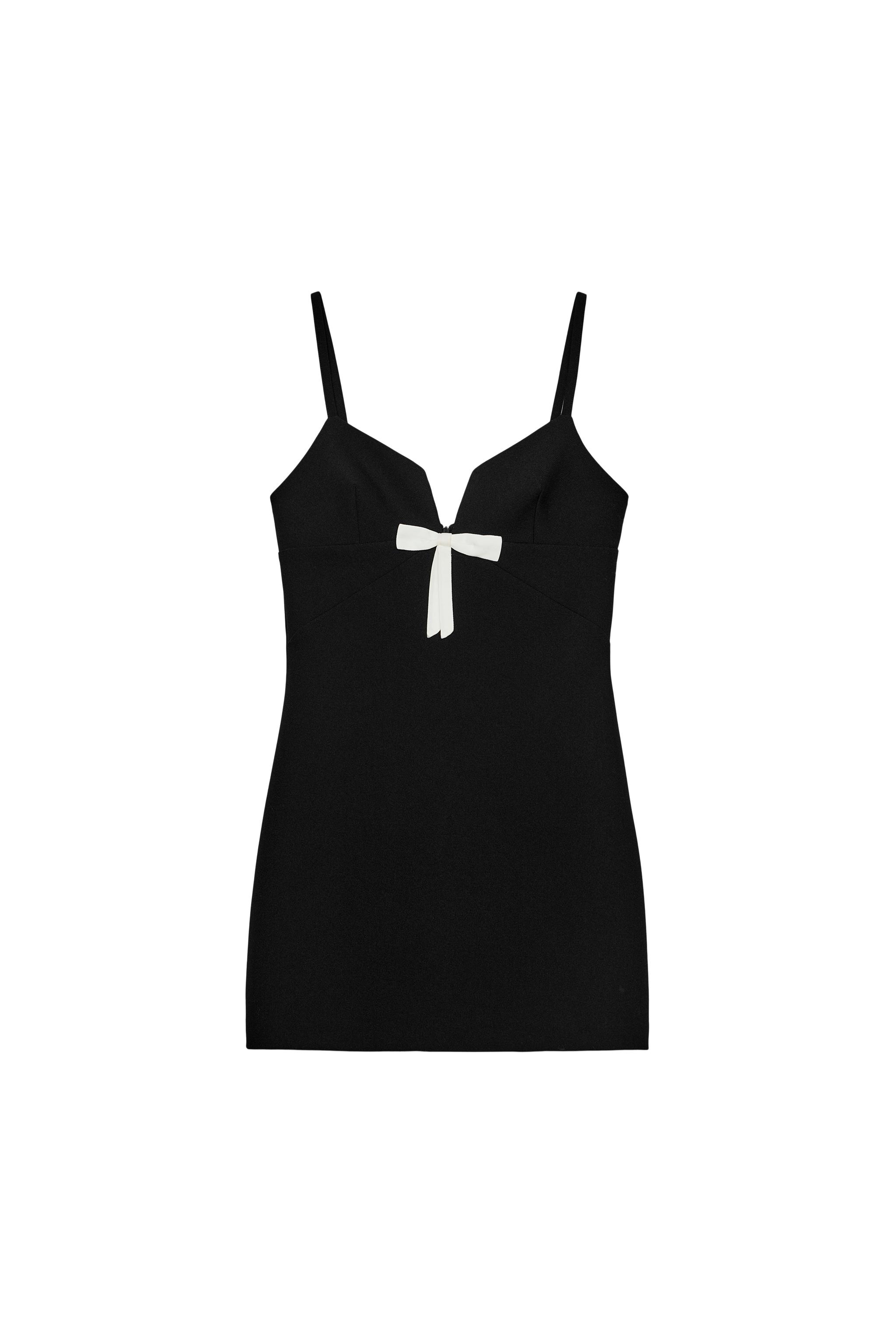MINI DRESS WITH CONTRAST BOW - Black | ZARA South Africa MINI DRESS WITH CONTRAST BOW - Black | ZARA South Africa