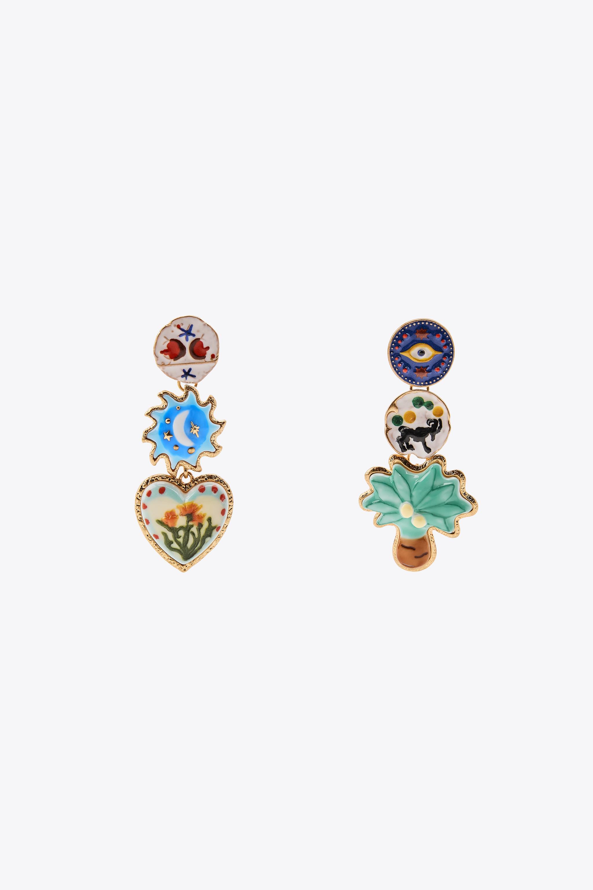 BOUCLES D'OREILLES PALMIER FLEURS RÉSINE