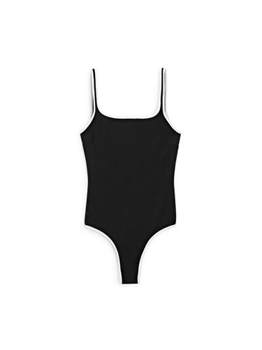 Zara Contrast textured swimsuit - Black