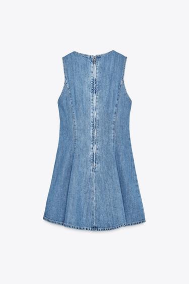 ROBE EN JEAN TRF À GODETS - Bleu de Zara - Image 5