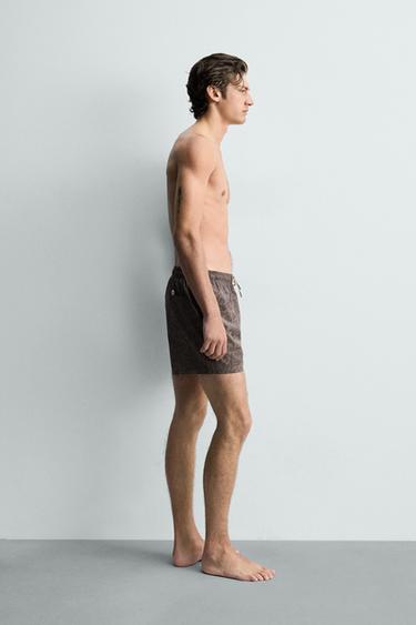 MID-LENGTH FLORAL PRINT SWIM SHORTS - Brown by Zara - Image 4