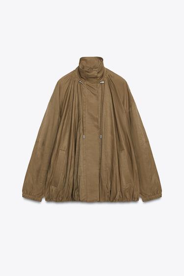 Zara ZW COLLECTION FLUID BOMBER JACKET - Brown / Taupe - Image 0