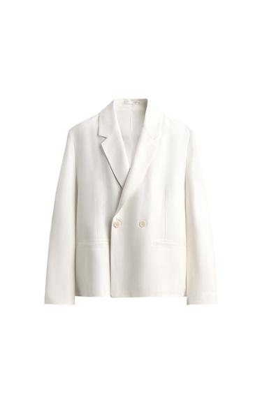 RELAXED FIT VISCOSE/LINEN SUIT BLAZER - White by Zara