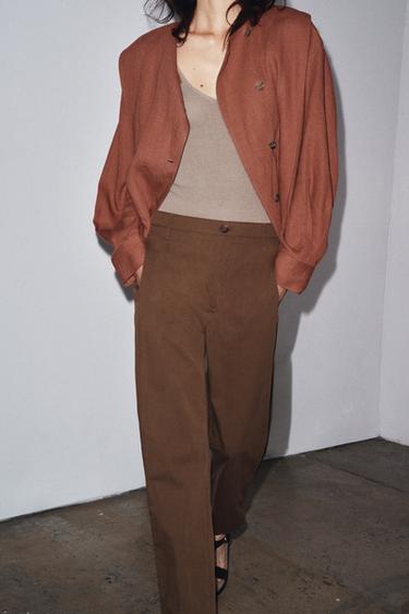 ZW COLLECTION DARTED TROUSERS WITH BELT LOOPS - Brown by Zara - Image 5