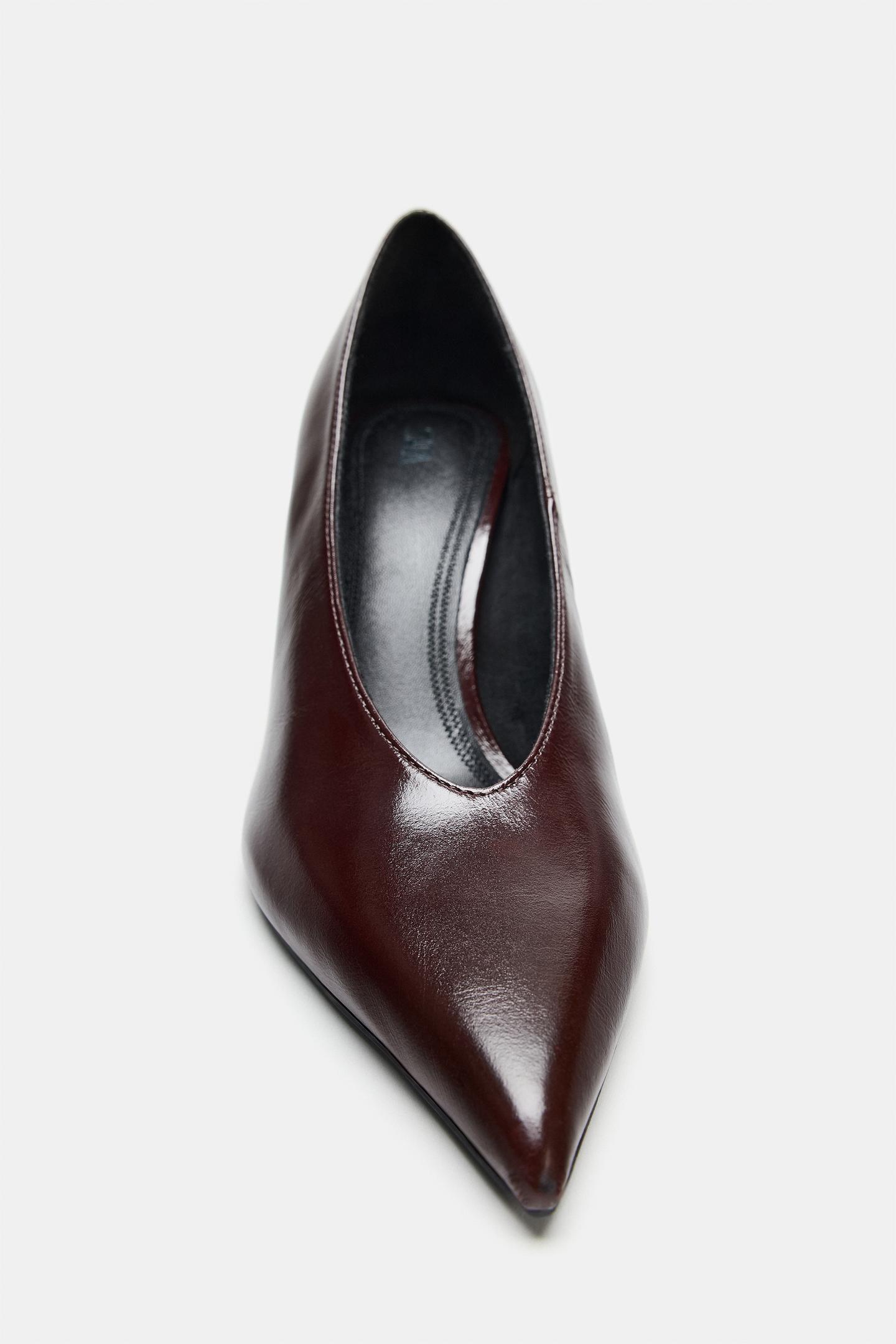 Женские туфли Zara Leather Heels, цвет: Коричневый — фото 5