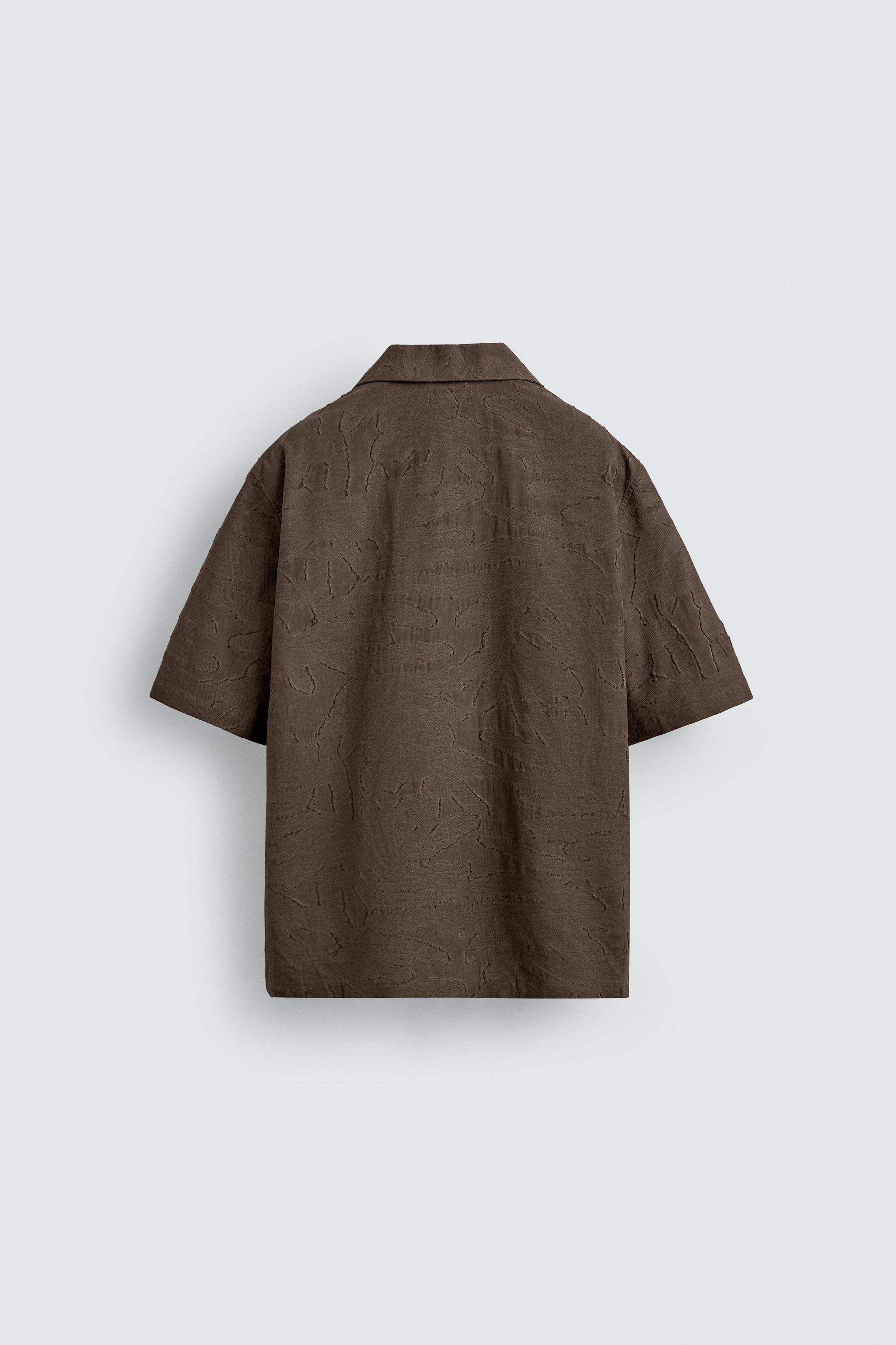 ZARA シャツ FLORAL JACQUARD SHIRT - Brown | ZARA United States