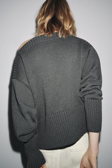 PULL EN MAILLE COL BATEAU - Gris de Zara - Image 5