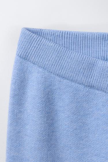 PANTALON EN MAILLE À JAMBES LARGES - Bleu délavé de Zara - Image 2