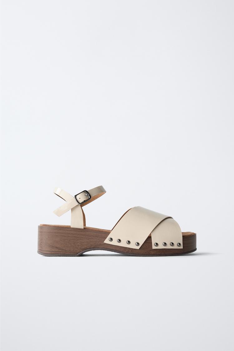 NEUTRAL PATENT-EFFECT CLOGS Ecru White ZARA Spain