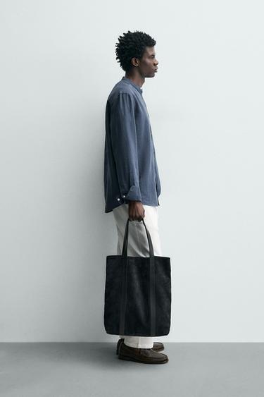 CHEMISE EN LIN ET COTON - Bleu profond de Zara - Image 3