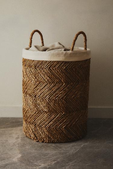 ROUND BASKET WITH COTTON LINING - Light beige by Zara - Image 5