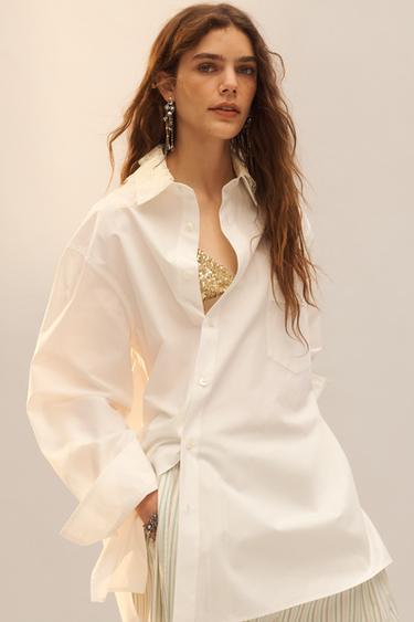 LIMITED EDITION POPLIN SHIRT WITH LACE COLLAR - White by Zara