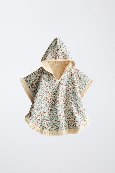 Zara KIDS' FLORAL BEACH PONCHO - Sand