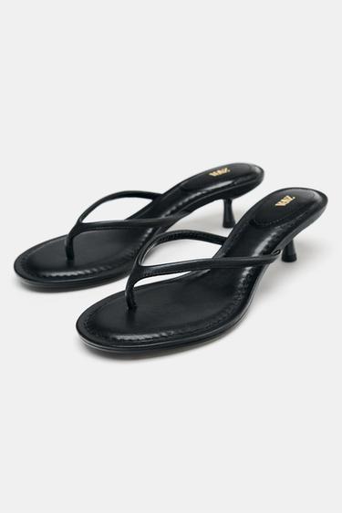 Zara KITTEN HEEL SANDALS - Black
