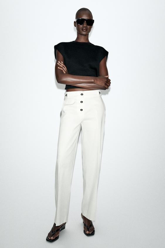 METALLIC BUTTON PANTS from Zara - $59.90