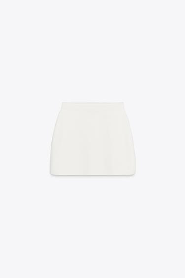 Zara KNIT MINI SKIRT - White