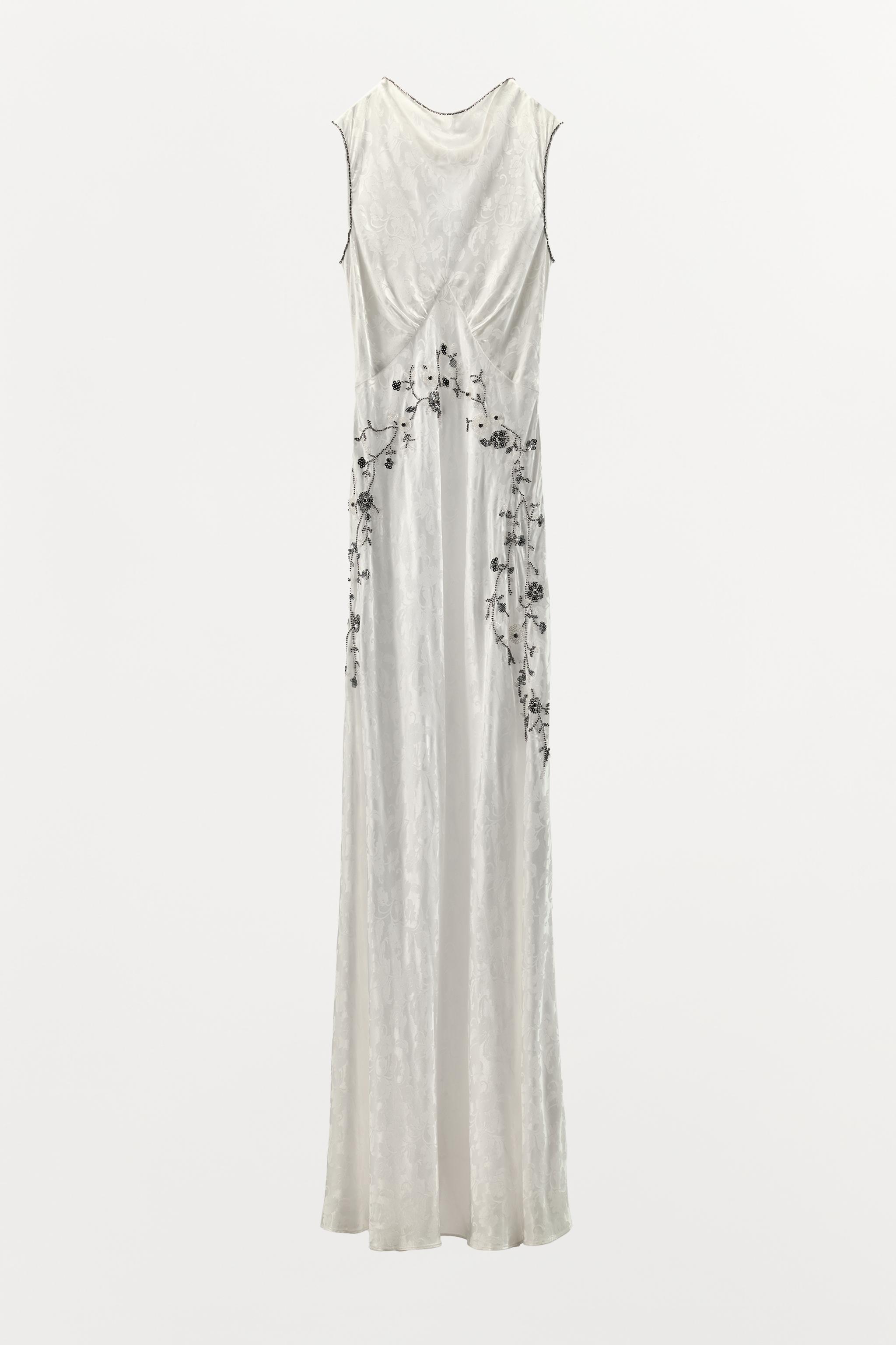 SEQUIN BEADED JACQUARD DRESS - ecru-white | ZARA United States SEQUIN BEADED JACQUARD DRESS - ecru-white | ZARA United States