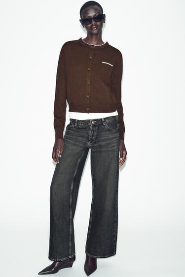 COMBINED KNIT CARDIGAN - Brown by Zara - Image 0