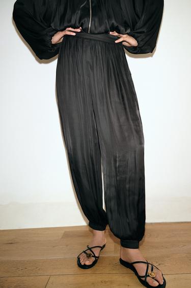 SATIN SAROUEL TROUSERS - Black by Zara