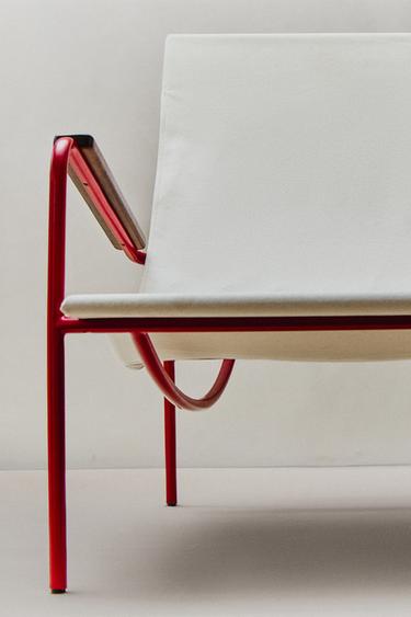 Zara COLORED METAL FRAME CHAIR - Ecru / Red