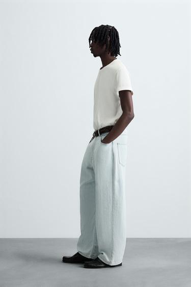 LIGHTWEIGHT LOOSE WIDE-LEG JEANS - Light blue by Zara - Image 3