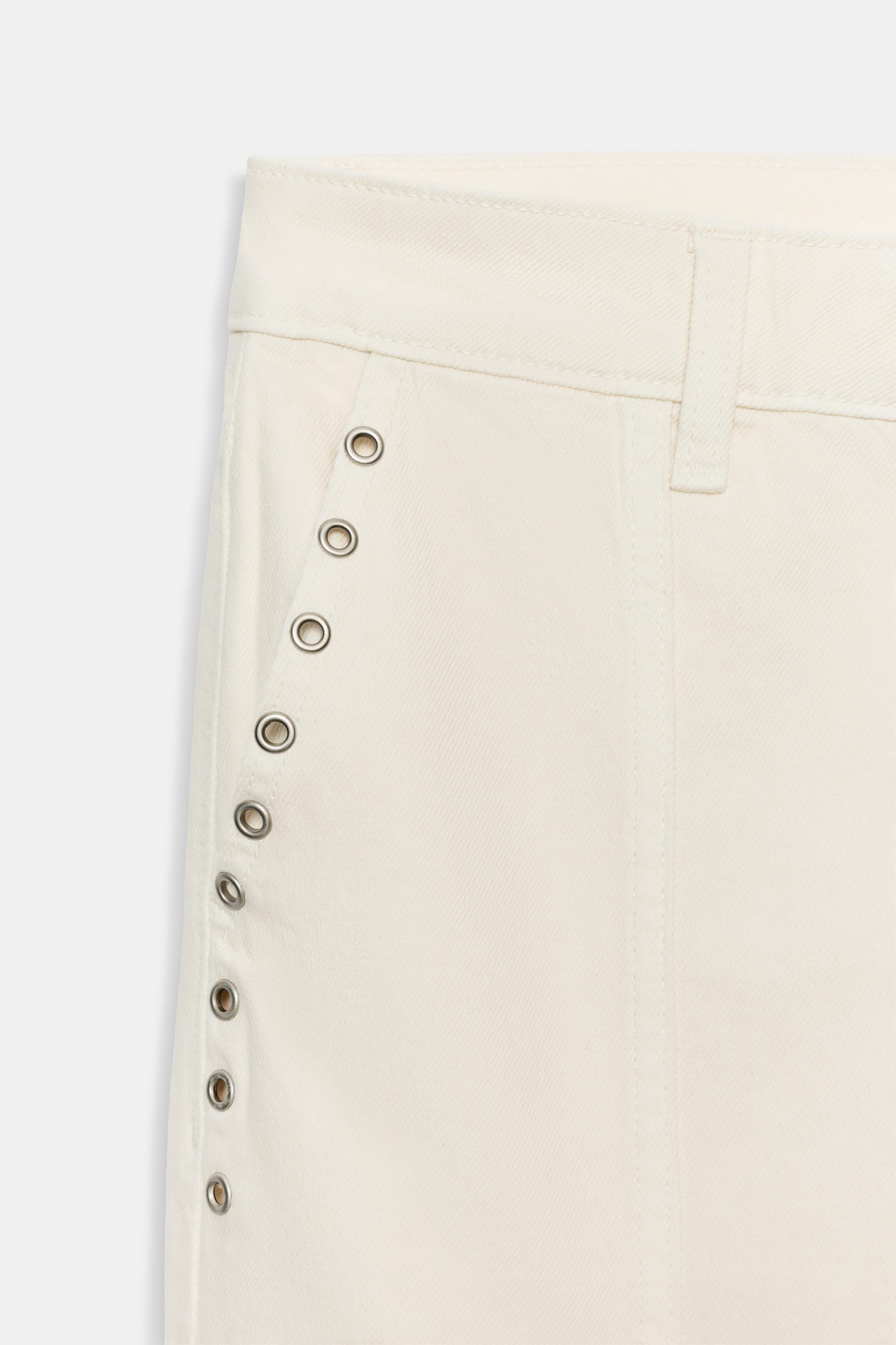 LOW-RISE EYELET STRAIGHT PANTS