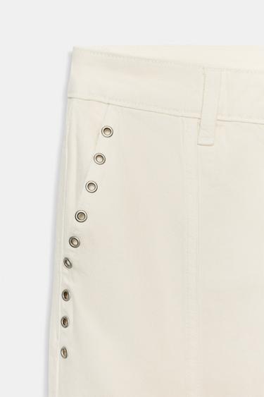 LOW-RISE EYELET STRAIGHT-LEG TROUSERS - Oyster-white by Zara - Image 9
