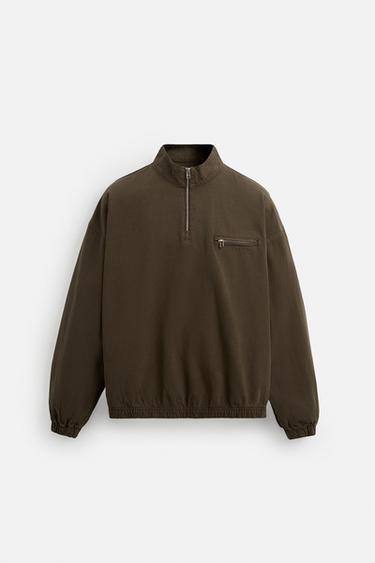 VESTE EN JEAN COL ZIP - Marron de Zara - Image 6
