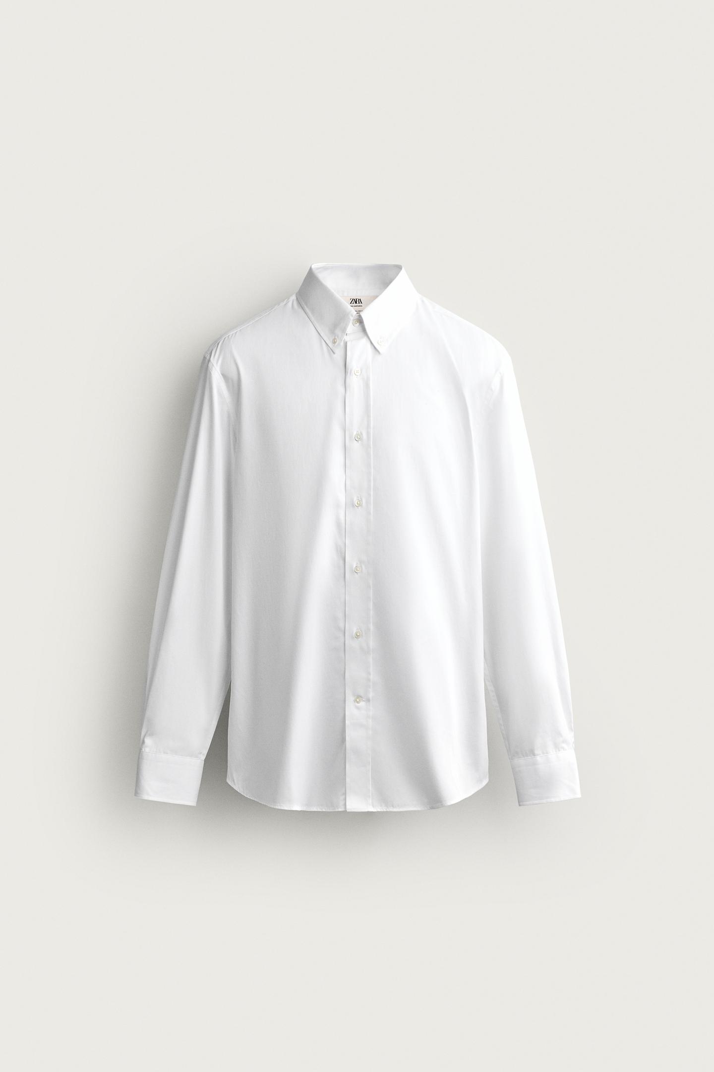Мужская рубашка Zara Regular Fit, цвет: Белый — фото 7