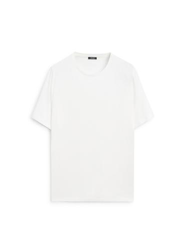 T-shirt à manches courtes en lin mélangé - Blanc cassé de Zara