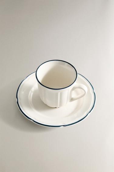 TASSE À CAFÉ ET SOUCOUPE BORD CONTRASTANT - Bleu de Zara - Image 1
