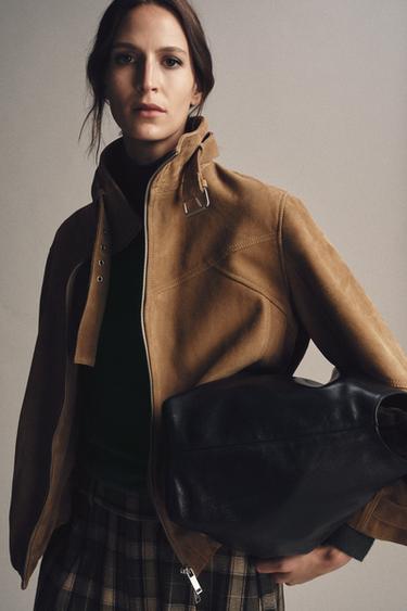 SUEDE LEATHER JACKET ZW COLLECTION LIMITED EDITION - Light brown by Zara