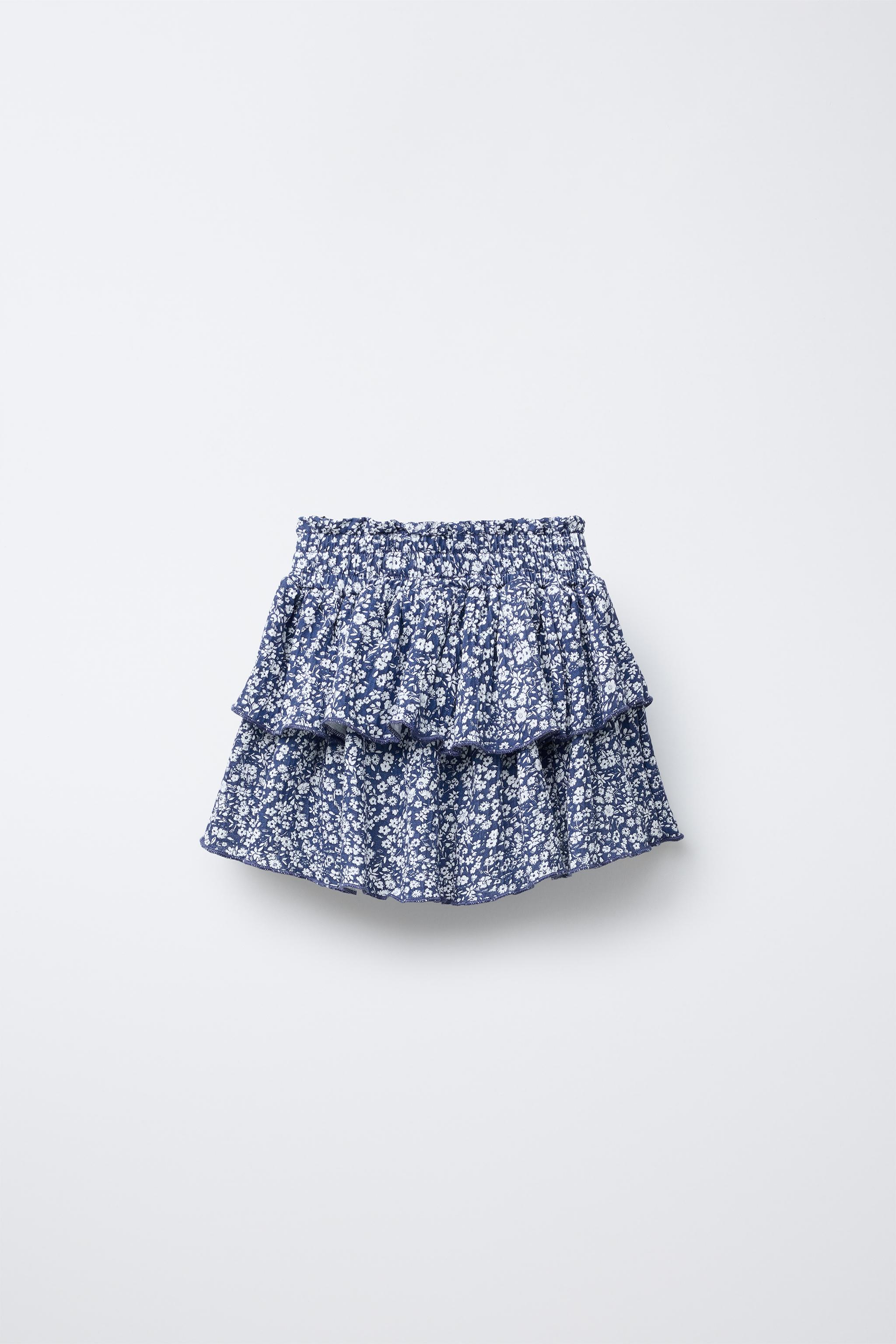 RUFFLED ELASTIC SKIRT - Blue | ZARA United States