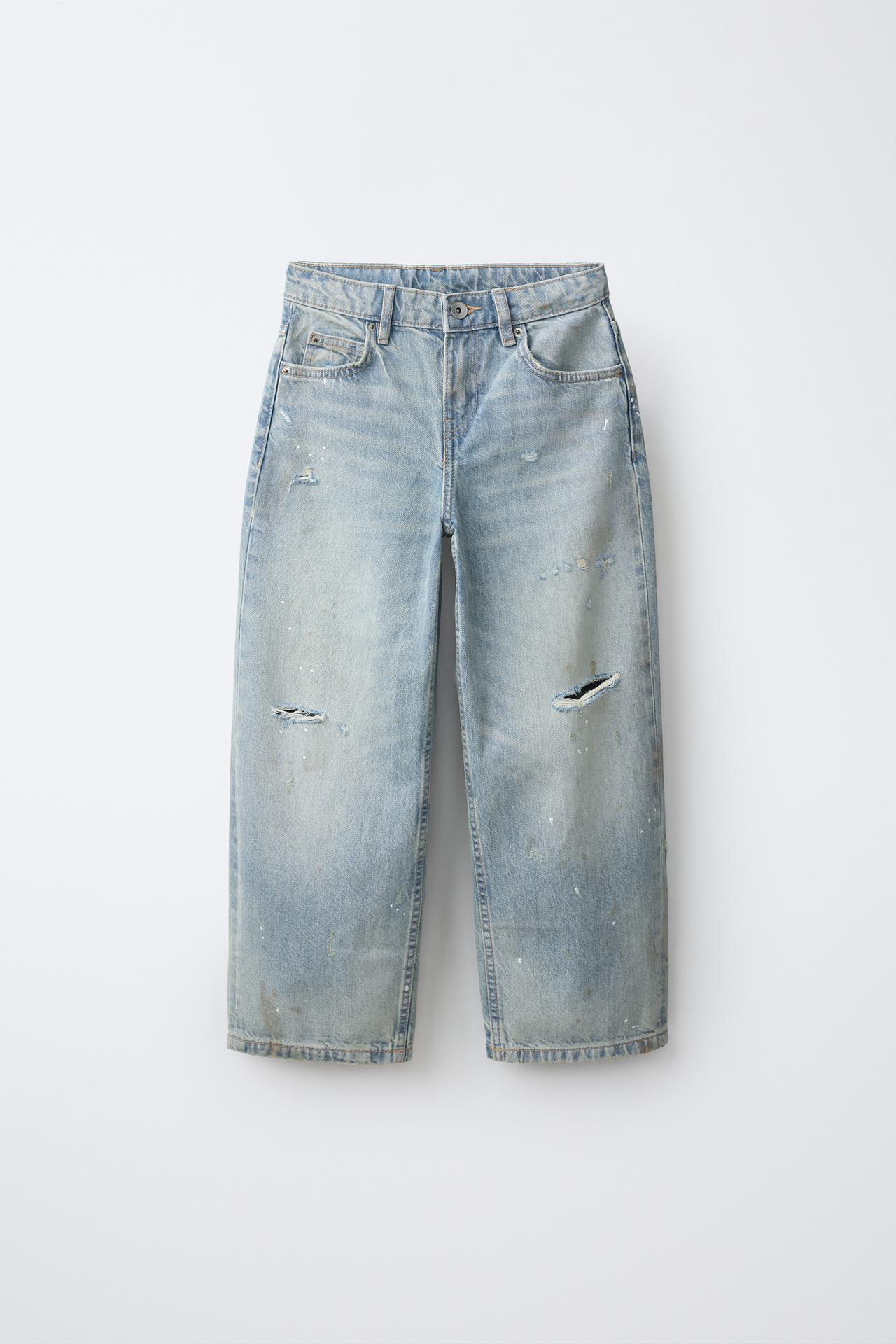 DISTRESSED BAGGY JEANS — Blue