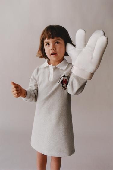 Zara MINNIE MOUSE © DISNEY FLEECE POLO NECK DRESS - Gray marl