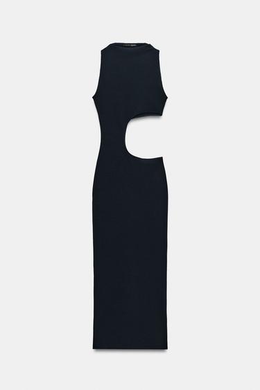 ROBE MI-LONGUE OUVERTURE STRETCH - Bleu de Zara - Image 6