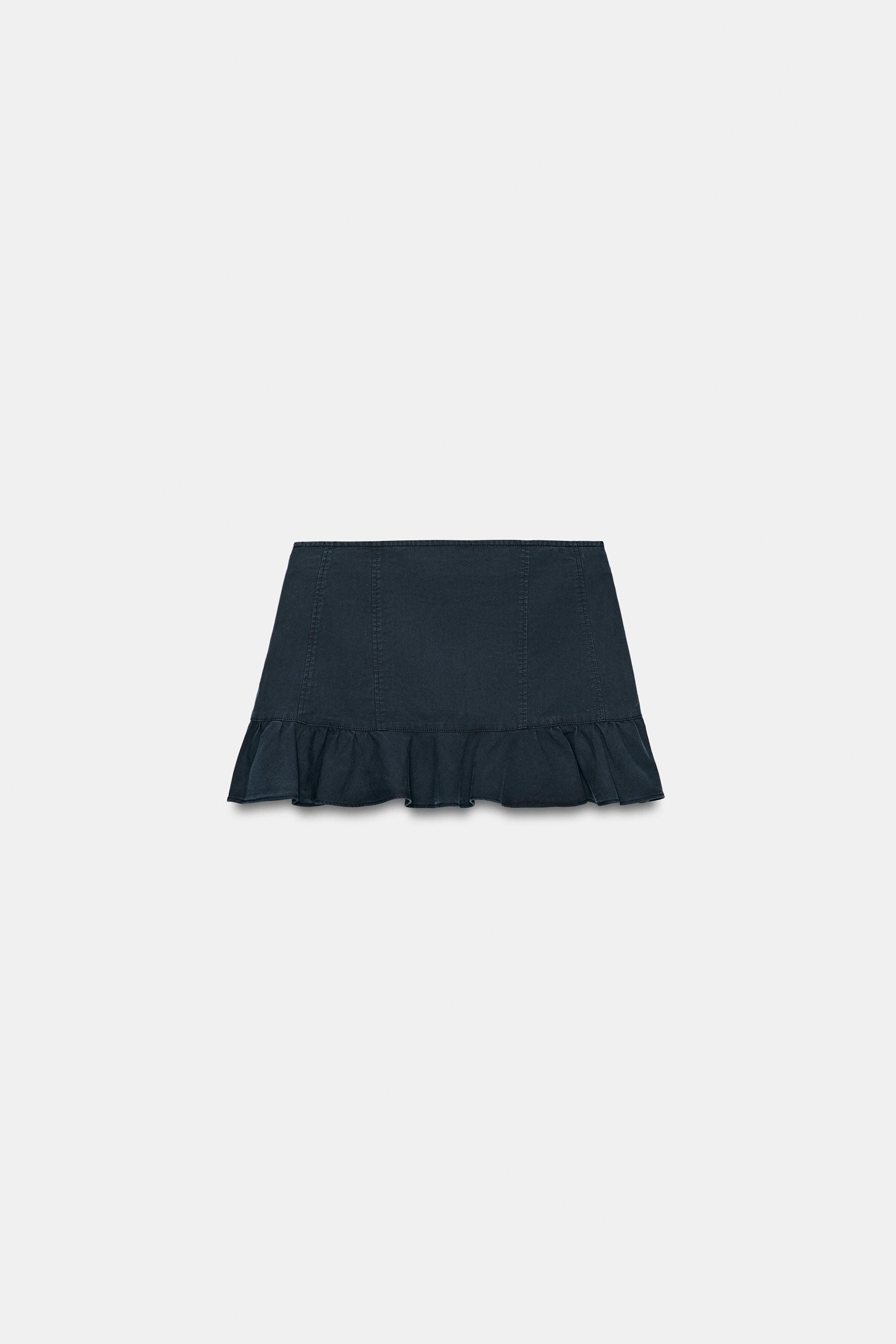 Женские юбки Zara POCKET RUFFLE MINI SKIRT — фото 6