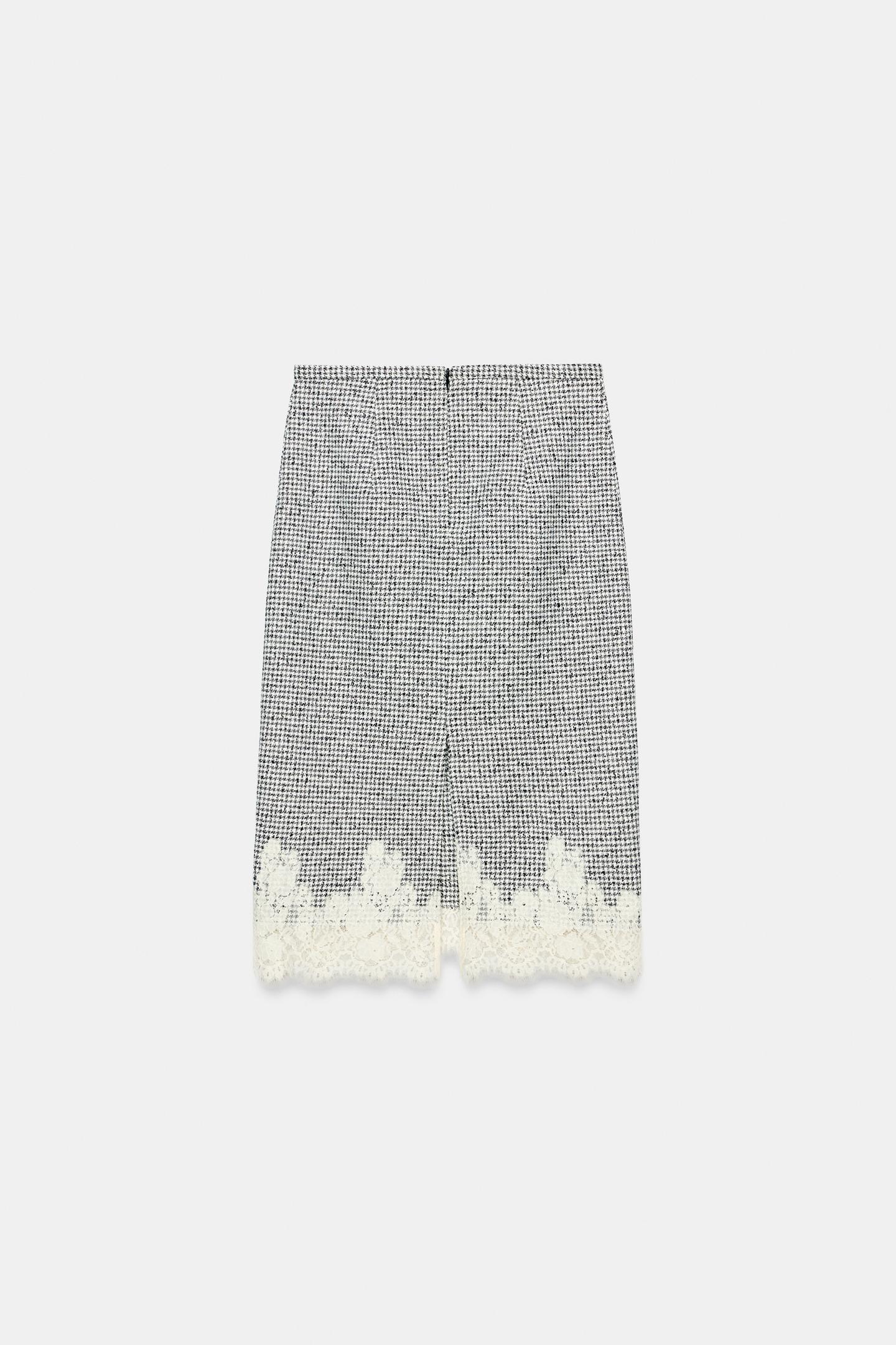 Женская юбка Zara Combined Lace MIDI, цвет: Чёрный / Белый — фото 8