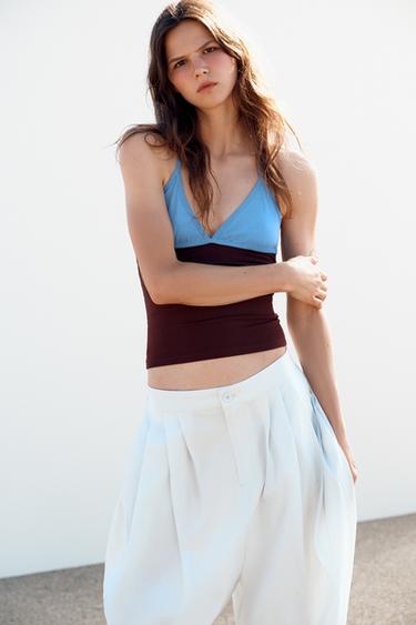 PANTALON AMPlE À PLIS - Gris bleu de Zara - Image 1