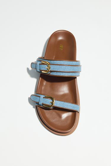 DENIM FLAT SANDALS - Denim Blue by Zara
