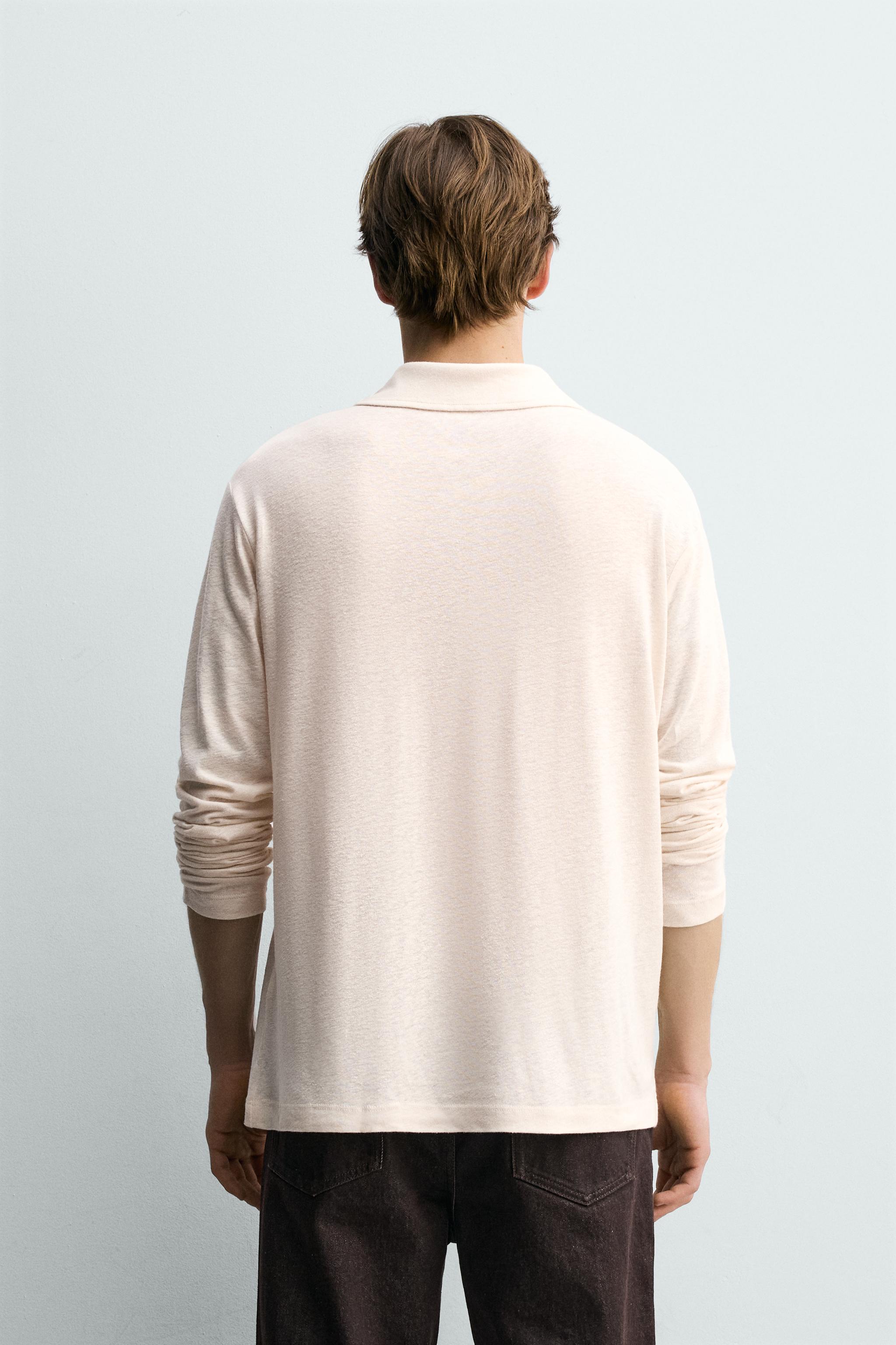 RELAXED FIT VISCOSE - LINEN POLO SHIRT