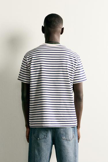 CAMISETA MEDIUM WEIGHT BÁSICA /02 - Blanco / Marino de Zara
