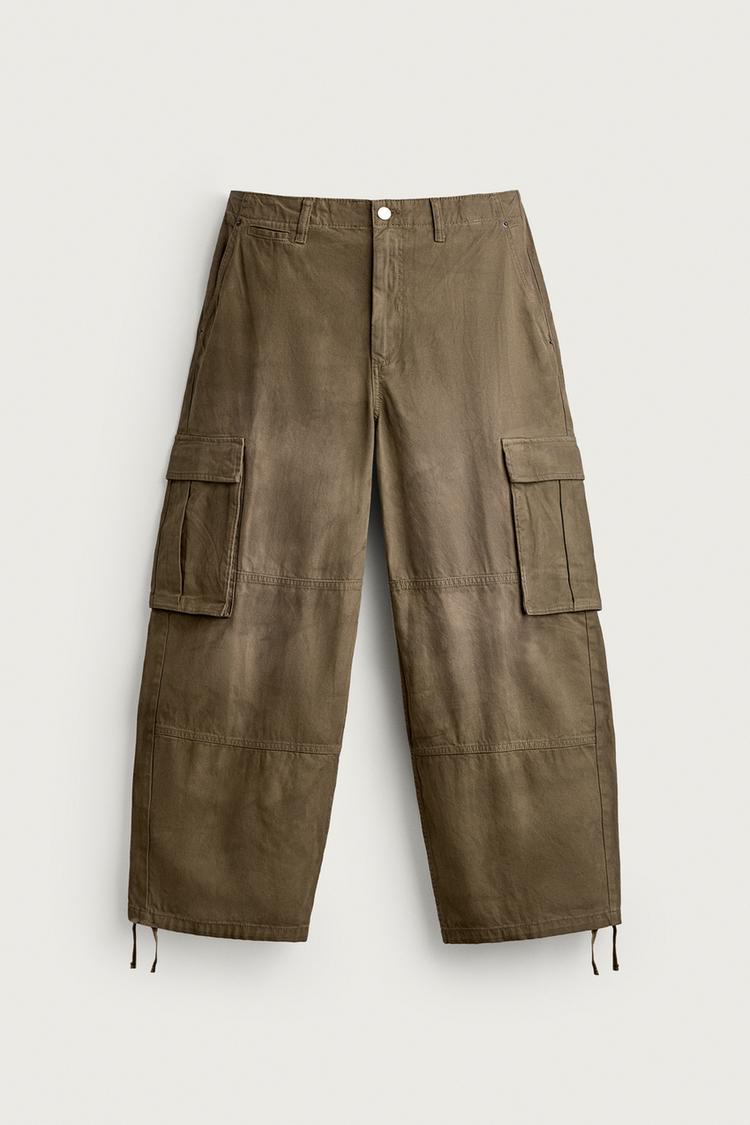 BALLOON FIT CARGO PANTS — Khaki